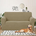 U-NICE HOME Oversized Stretch Loveseat Couch Cover, Sand | 2 Cushion Sofa - Image 2