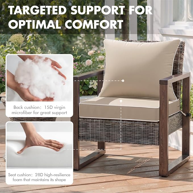 MIULEE Beige Outdoor Seat Cushion 24x24 Inch Waterproof & 3 Year Fade Resistant - Image 6