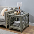 Farmhouse End Table Living Room, Furniture Solid Wood Square Large Side Tables by JESONVID