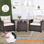 Tangkula 3 Pieces Patio Furniture Set, PE Rattan Wicker 3 Pcs Outdoor Sofa Set - Image 9