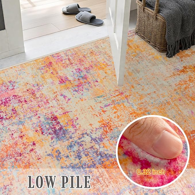 Area Rug Living Room: 8x8 Modern Washable Soft Carpet Galaxy Haze | - Image 7