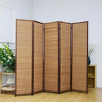 5 Panel Bamboo Room Divider Screen, 5.6 FT Tall Bamboo Divider Folding Privacy - Image 3