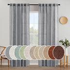 MIULEE Grey Linen Curtains 52x84 Inch Length by MIULEE