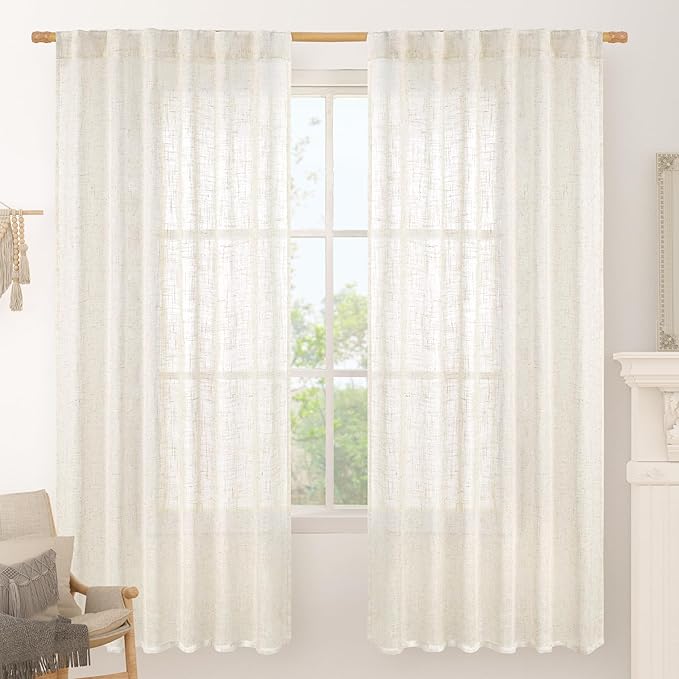 72 inch Length Cream Linen Curtains by LAMIT
