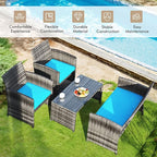 Goplus 4-Piece Rattan Patio Furniture Set, Outdoor Wicker Conversation Sofa - Image 2