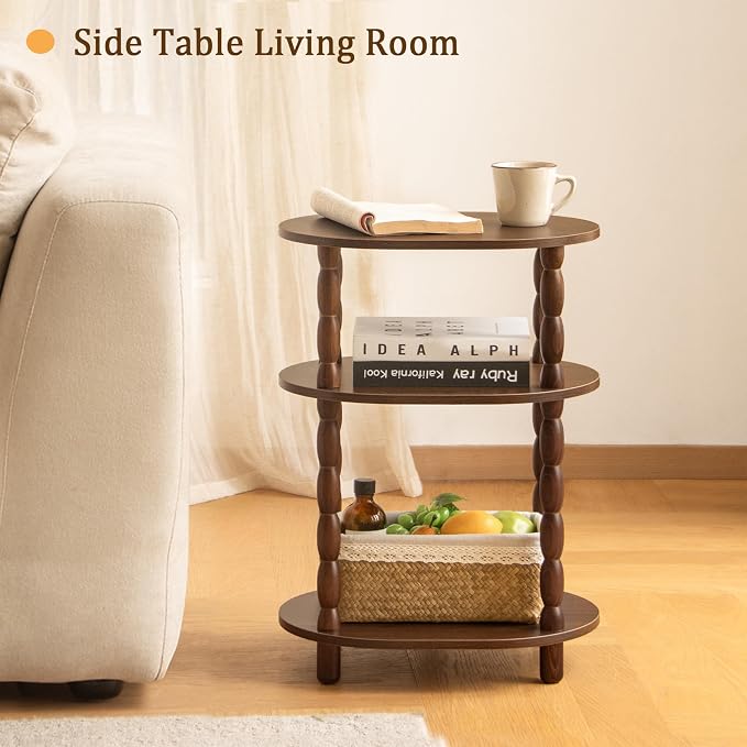 MaxSmeo Small Side Table, 3-Tier Small End Table, Modern Oval Night Stand - Image 7
