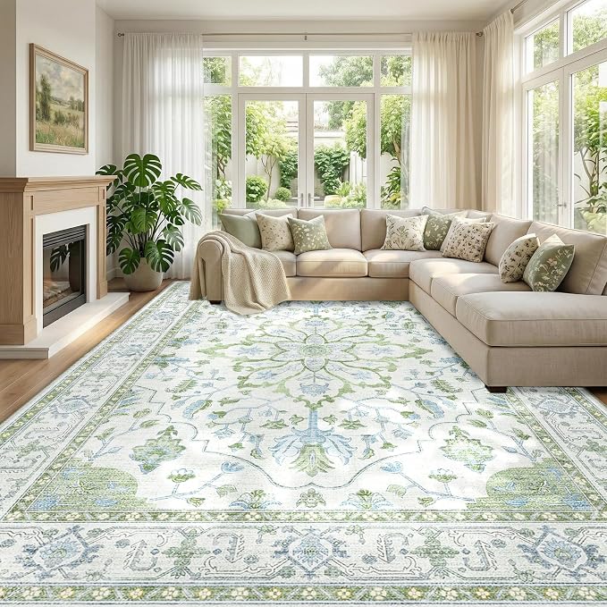 RELEANY Washable Area Rug, Large 9'x12', Water Repellent, Pet Friendly by RELEANY