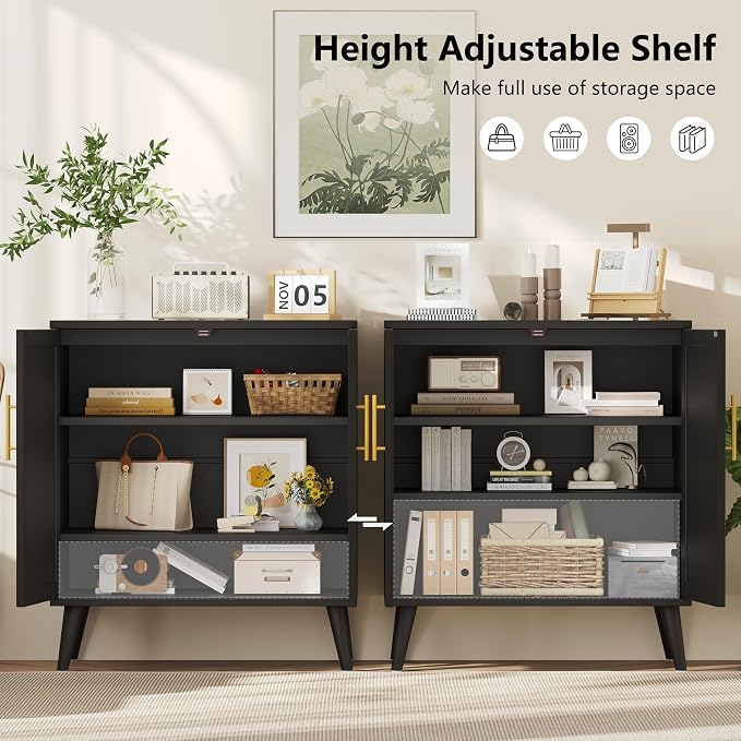 Keehusux 15.7" D Black Buffet Cabinet - Image 6
