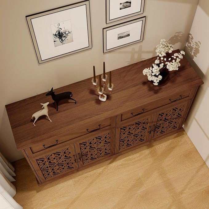 59-Inch Walnut Buffet Cabinet - Image 7