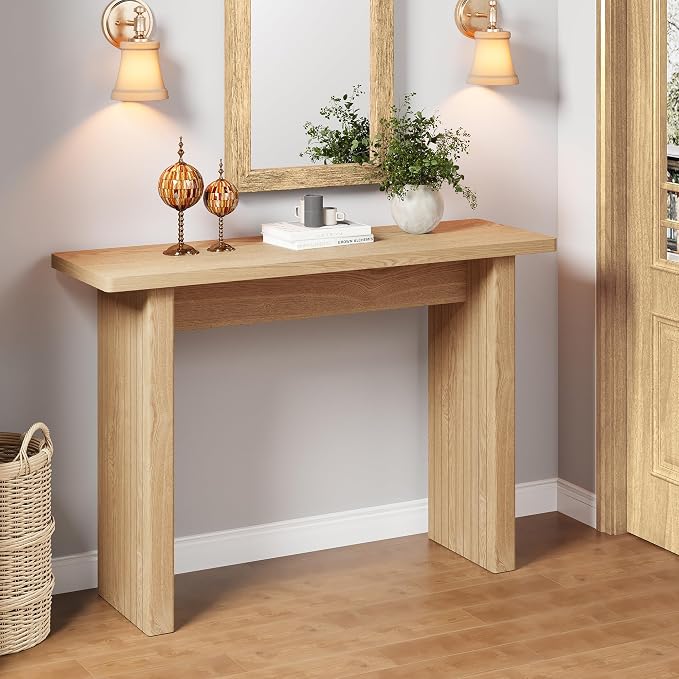 AVZEAR 43.3" Mid Century Narrow Entryway Console Table, Modern Fluted Wood - Image 6
