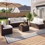 Sweetcrispy 7-Piece Outdoor Patio Sectional Sofa, Modular PE Wicker Outdoor - Image 2