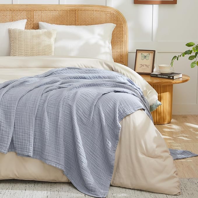 EMME Muslin Blankets for Adults Throw Blanket for Couch Breathable Gauze Soft - Image 6