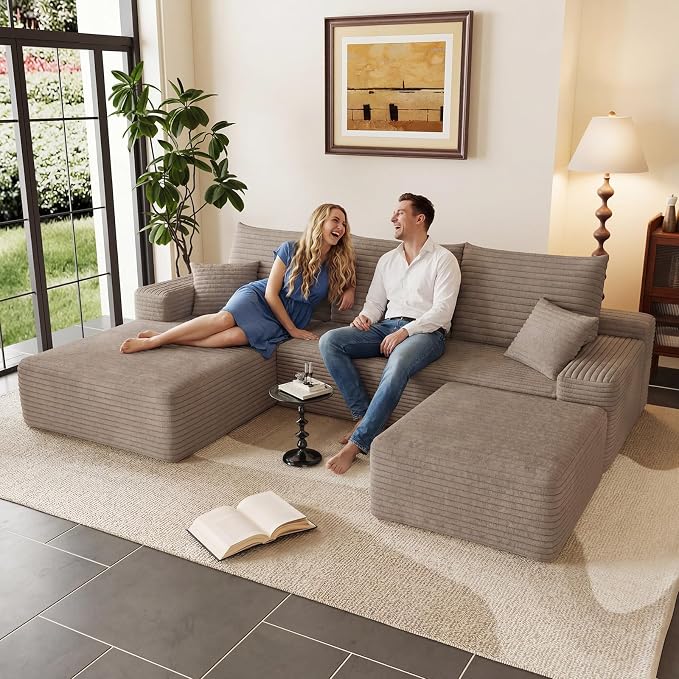 95" Cloud Sectional Couch U-Shaped Chaise by ODUWA