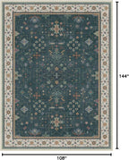 Dark Green Vintage Living Room Rug 9x12 - Image 2