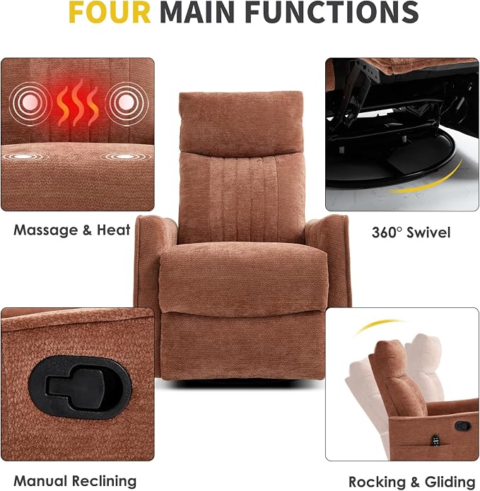 Trustyue Swivel Rocker Recliner Chair, 360° Swivel Recliner - Image 3