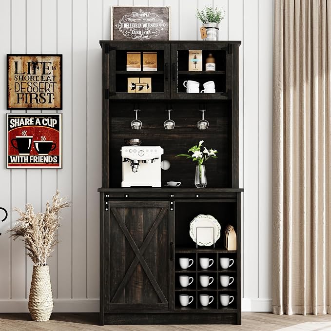 4ever2buy Farmhouse Coffee Bar Cabinet by 4ever2buy