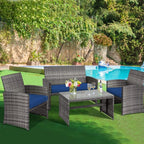 Tangkula 4 PCS Wicker Patio Conversation Set, Outdoor Rattan Sofas - Image 2