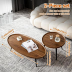 Nesting Coffee Table Set of 2, Walnut Coffee Tables - Image 3