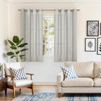 YoungsTex Linen Curtains 54 Inch Length Light Grey Textured Curtains - Image 2
