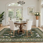 Dark Green Floral Area Rug 8x10 - Image 4