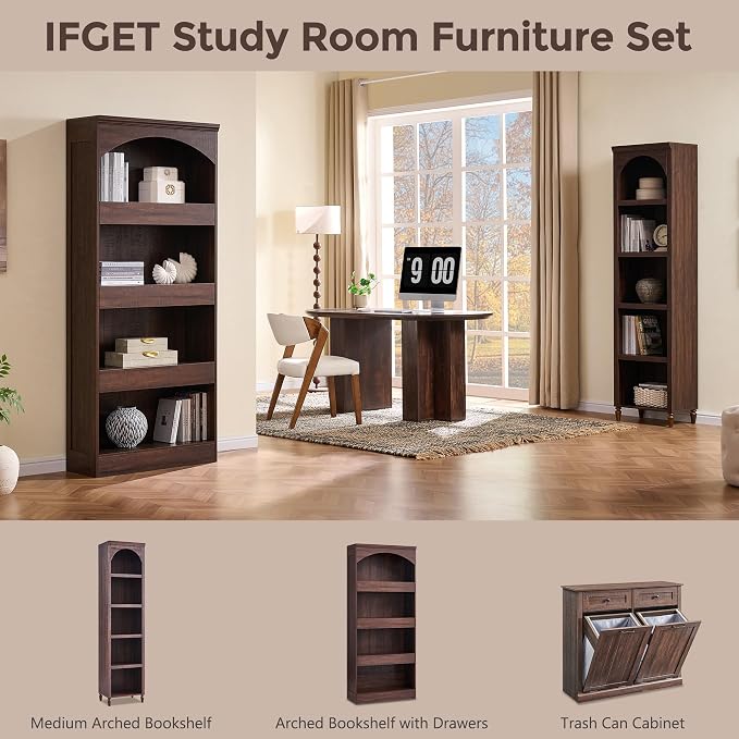 IFGET 76" Tall Arched Bookcase - Image 6