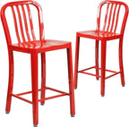 Flash Furniture Gael Commercial Grade 2 Pack 24" High Red Metal Indoor-Outdoor by FlashFurniture