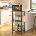 ThreeHio Rolling Kitchen Microwave Cart, 3 Tier Microwave Table Stand - Image 5