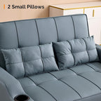 VINGLI Blue Grey Futon Sofa Bed Convertible Loveseat Sleeper Couch, Faux - Image 7