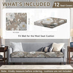 CALBODE 12Pcs Stretch Patio Cushion Cover, Vintage Floral Printed Couch & Sofa - Image 2