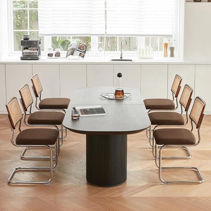 GrandNoor Rattan Dining Chairs Set, Wooden Mid Century Modern Dining Room Chairs - Image 8
