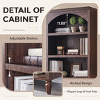 IFGET 76" Tall Arched Bookcase, Farmhouse 5 Tiers Large Arched Bookshelf Cabinet - Image 3