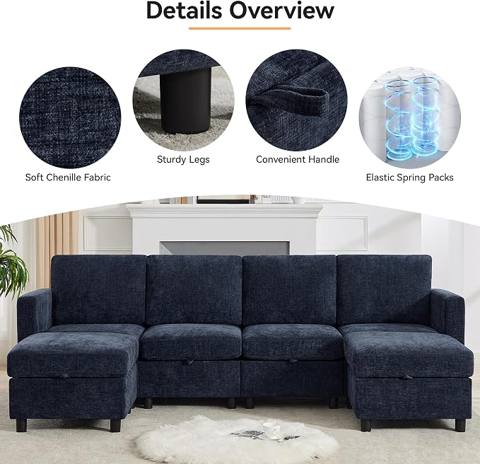 WUTUTUEE 58'' Modular Sectional Loveseat Sofa - Image 3