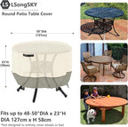 Round Patio Table Cover, 600D Heavy Duty Outdoor Furniture Covers Waterproof - Image 2