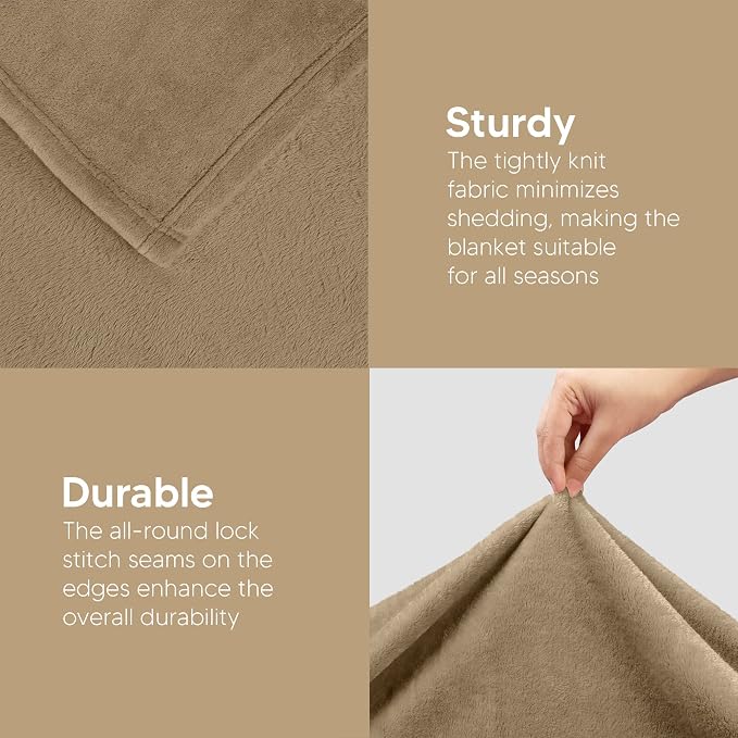 Utopia Bedding Ultra Soft Fleece Bed Blanket Throw Size Camel | Microfiber - Image 7
