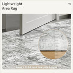 Soalmost Abstract Rug 8x10 Large Living Room Area Rugs Washable Gray/White | - Image 7