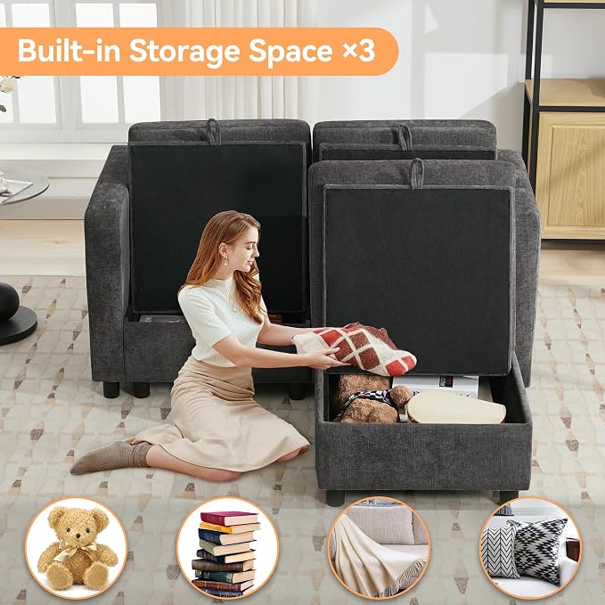 WUTUTUEE 58”Modular Sectional Loveseat Sofa - Image 4