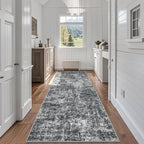 Aelenmu Runner Rugs for Hallways Kitchen 2.6x8 Non Slip Washable Black Grey | by Aelenmu