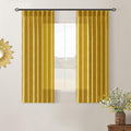 Mustard Yellow Pinch Pleated Linen Sheer Curtains 45 Inch Length 2 Panels | by Twodrapes