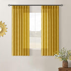 Mustard Yellow Pinch Pleated Linen Sheer Curtains 45 Inch Length 2 Panels | by Twodrapes