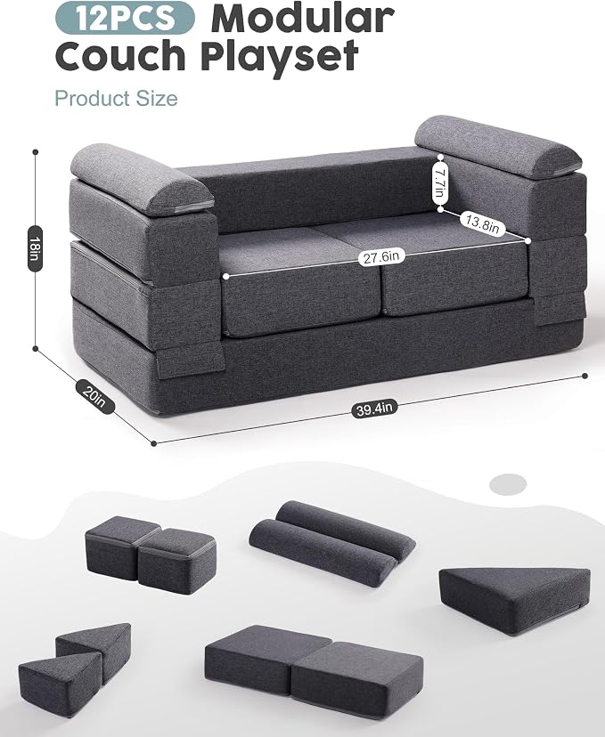ROBUD Kids Couch, DIY-Style & Washable Toddler Sofa - Image 3