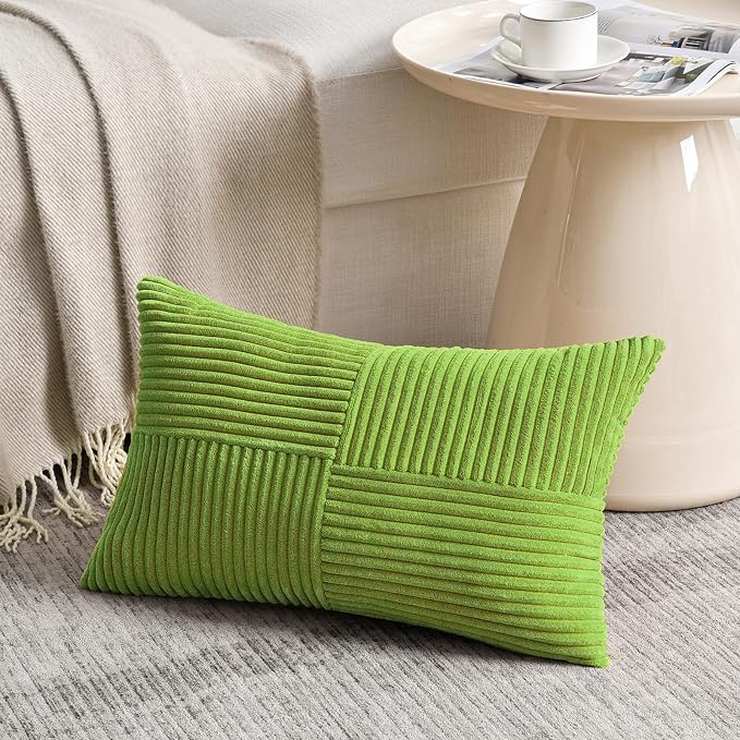 Fancy Homi Set of 2 Lime Green Long Lumbar Decorative Throw Pillow Covers 16x24 - Image 2