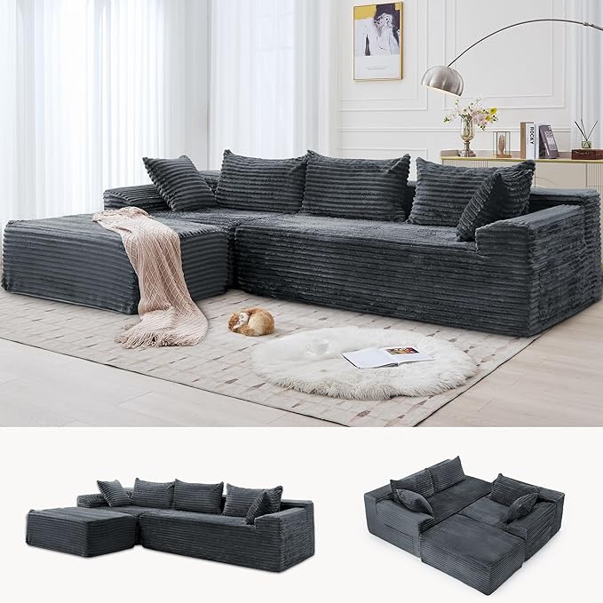 Korser 110" L-Shaped Modular Sectional Sofa by KORSER