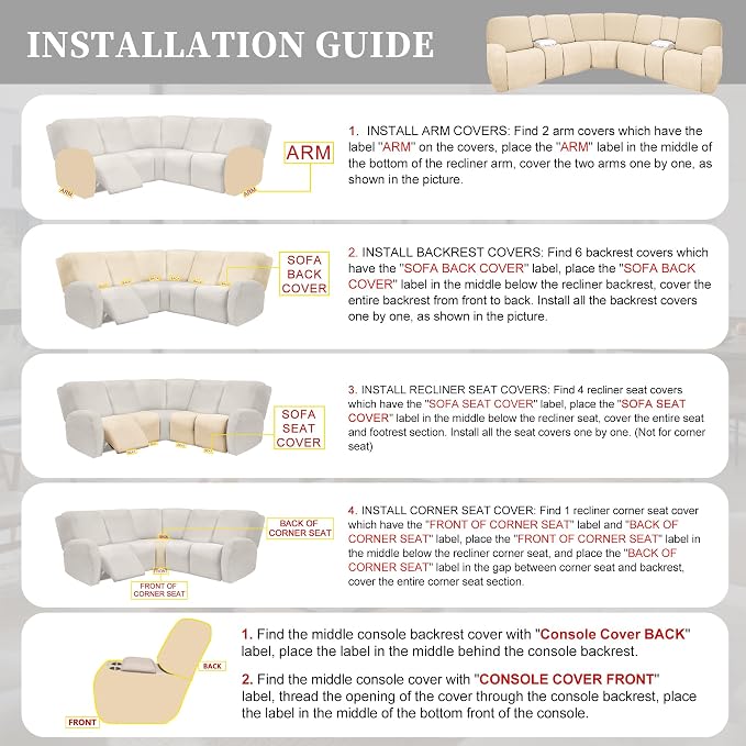 100% Waterproof Sectional Recliner Couch Covers - Image 7