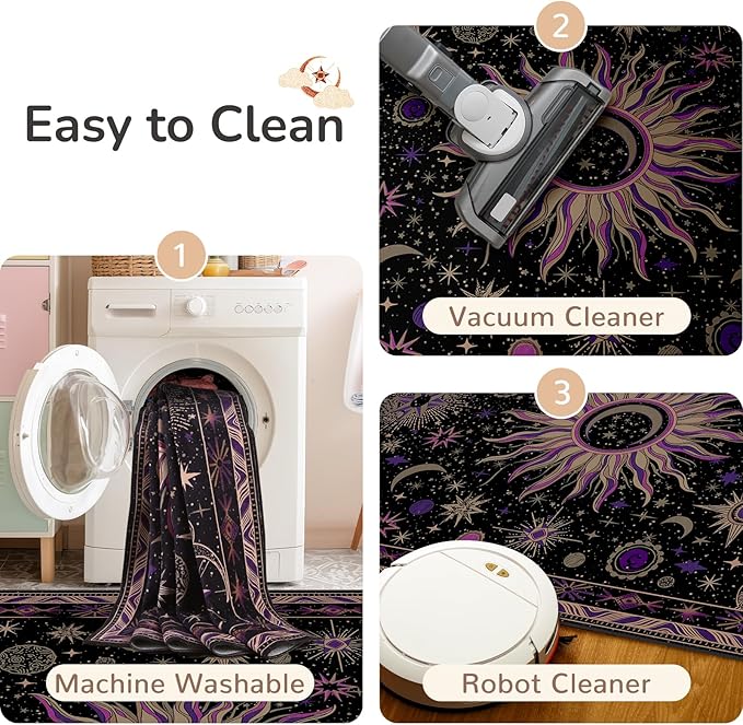 Vacuum-Friendly, Round 8ft Washable Area Rug - Image 4