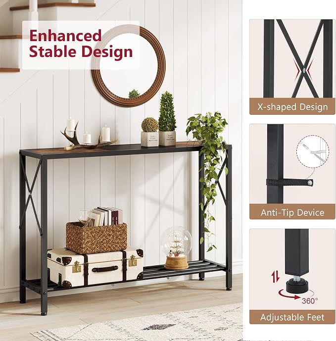 Tajsoon Console Table 41.8”, 2-Tier Industrial Entryway Table, Narrow Entrance - Image 6