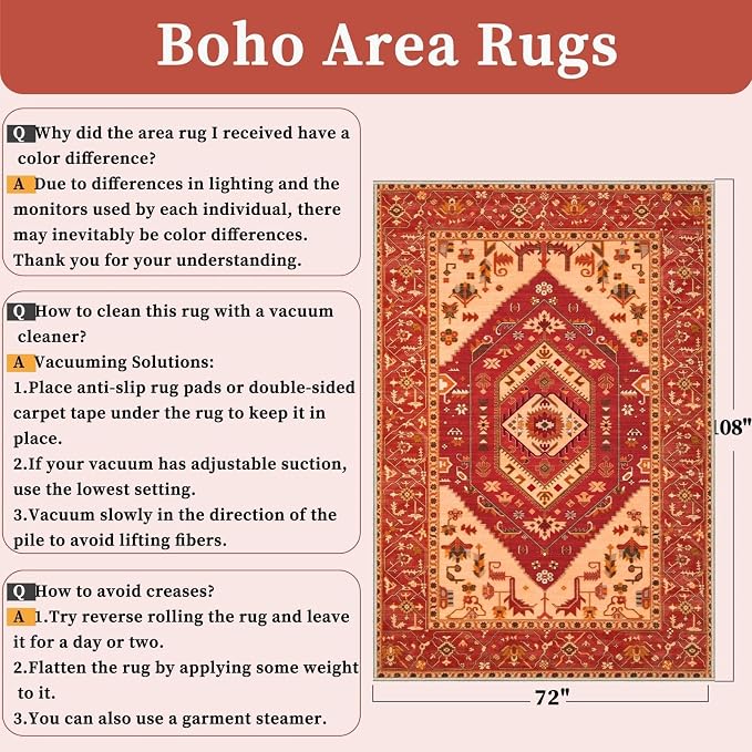 SERISSA 6x9 Washable Non Slip Boho Area Rug - Image 2