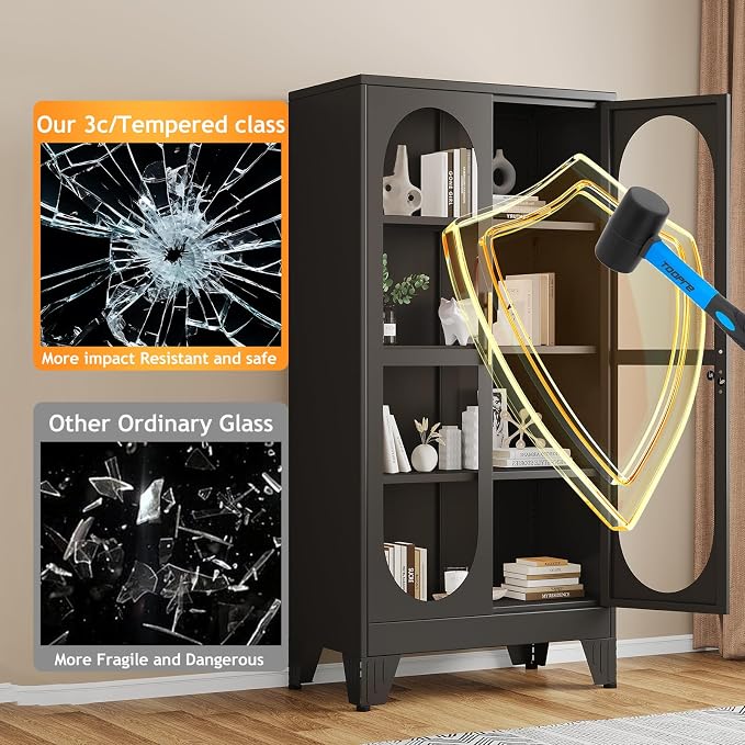 PAOFIN 61" H Locking Display Cabinet - Image 5