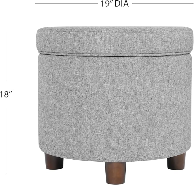 Homepop Home Decor | Upholstered Round Storage Ottoman | Ottoman - Image 3