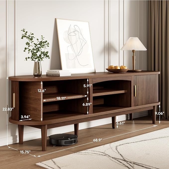 Decofy Mid Century TV Stand for TVs up to 80 Inches, Entertainment Center - Image 2