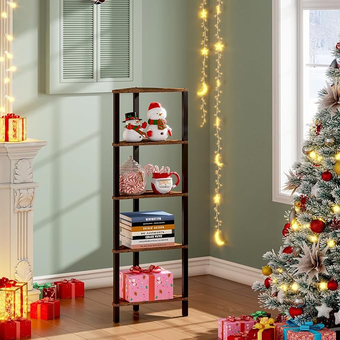 TUTOTAK Corner Shelf, 5-Tier Corner Bookshelf - Image 3